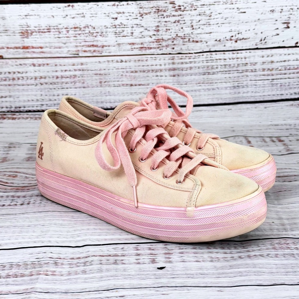 Keds Triple Kick MLB Los Angeles Dodgers‎ Pink Platform Sneakers Womens 7.5